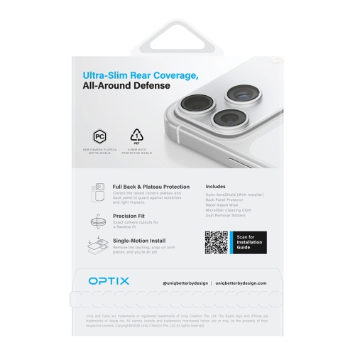 Uniq стекло для iPhone 17 Pro Max Optix Aeroshield+ Camera module (PC) Frost Clear (+inst)+Back Film