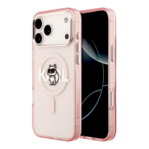 Karl Lagerfeld для iPhone 17 Pro Max чехол IML Sketch Choupette Metal camera прозрачный/розовый (MagSafe)