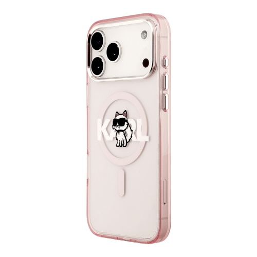 Karl Lagerfeld для iPhone 17 Pro Max чехол IML Sketch Choupette Metal camera прозрачный/розовый (MagSafe)