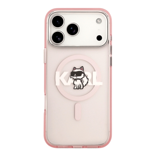 Karl Lagerfeld для iPhone 17 Pro Max чехол IML Sketch Choupette Metal camera прозрачный/розовый (MagSafe)