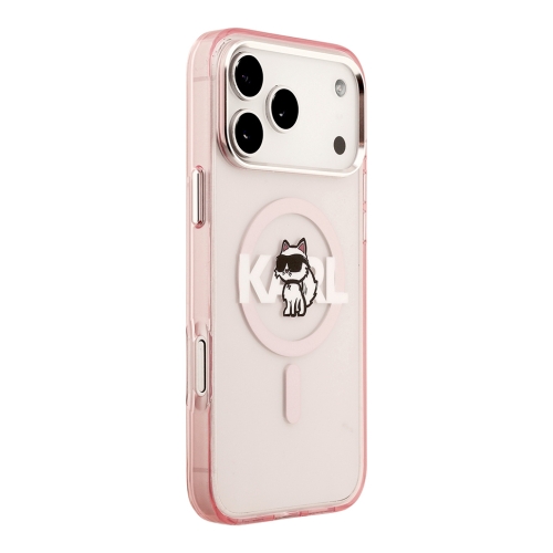 Karl Lagerfeld для iPhone 17 Pro Max чехол IML Sketch Choupette Metal camera прозрачный/розовый (MagSafe)