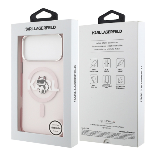 Karl Lagerfeld для iPhone 17 Pro Max чехол IML Sketch Choupette Metal camera прозрачный/розовый (MagSafe)