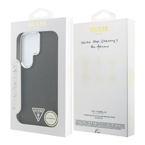 Guess для Galaxy S26 Ultra чехол Fixed Glitters Tringle metal logo & Camera Hard Black (MagSafe)
