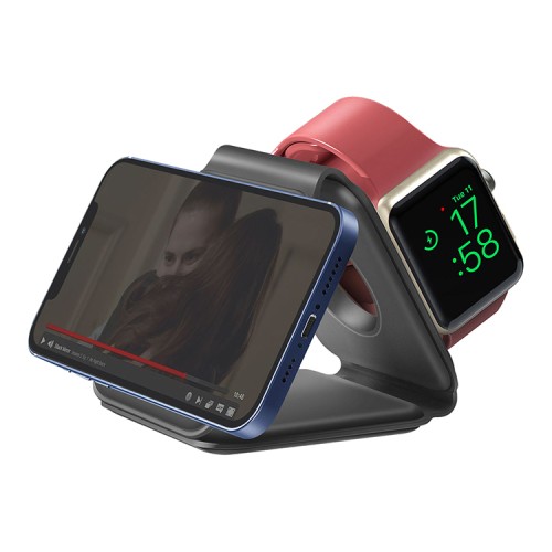 Беспроводная зарядка EnergEA Bazic GoMag Trio magnetic wireless foldable 15W, серая