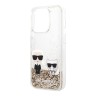 Чехол Lagerfeld Liquid glitter Karl and Choupette Hard для iPhone 14 Pro, золотой