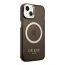 Чехол Guess Metal outline Hard Translucent для iPhone 14 Plus, черный/золотой (MagSafe)