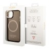 Чехол Guess Metal outline Hard Translucent для iPhone 14 Plus, черный/золотой (MagSafe)