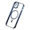 Чехол Baseus Glitter Magnetic PC case +Tempered glass для iPhone 14 Plus, синяя рамка (magsafe)
