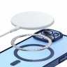 Чехол Baseus Glitter Magnetic PC case +Tempered glass для iPhone 14 Plus, синяя рамка (magsafe)