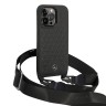 Чехол Mercedes Leather Stars Hard +Crossbody strap для iPhone 14 Pro Max, черный