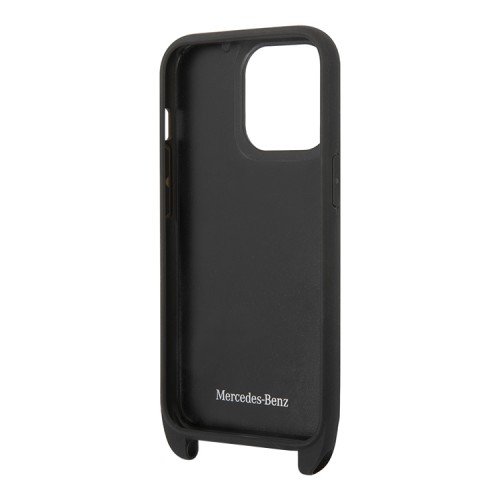 Чехол Mercedes Leather Stars Hard +Crossbody strap для iPhone 14 Pro Max, черный