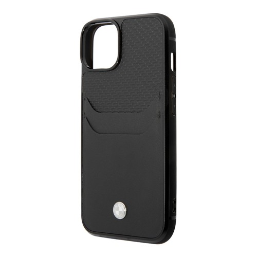 Кожаный чехол BMW Signature leather with cardslot Hard для iPhone 14 Plus, черный