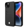 Кожаный чехол BMW Signature leather with cardslot Hard для iPhone 14 Plus, черный
