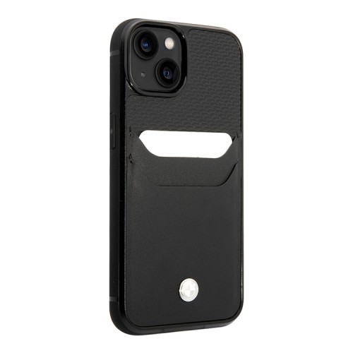 Кожаный чехол BMW Signature leather with cardslot Hard для iPhone 14 Plus, черный