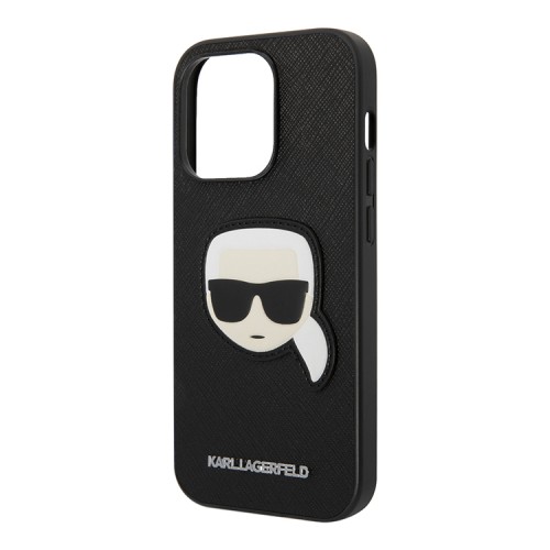 Чехол Lagerfeld PU Saffiano Karl head Patch Hard для iPhone 14 Pro, черный