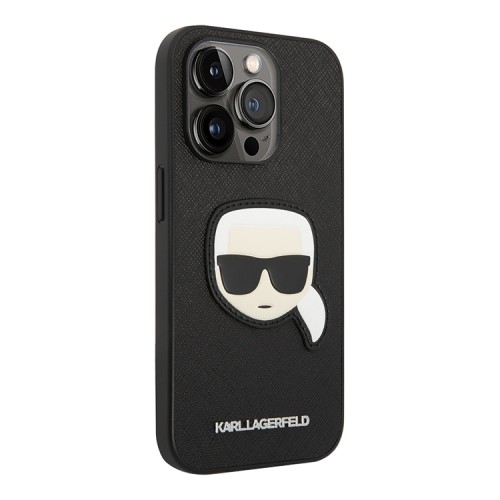 Чехол Lagerfeld PU Saffiano Karl head Patch Hard для iPhone 14 Pro, черный