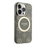 Чехол Guess Peony Glitter Hard для iPhone 13 Pro Max, черный/золотой (MagSafe)