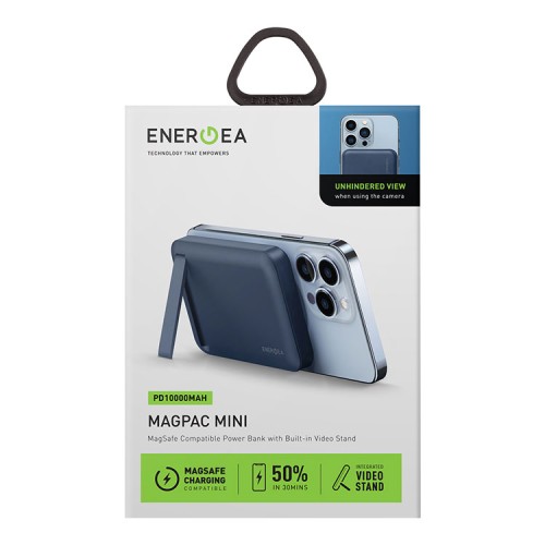 EnergEA АКБ MagPac MINI, 10000W Magnetic wireless 15W USB-C 20W ultra-slim with stand Blue