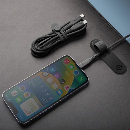 EnergEA Кабель FLOW USB-C to Lightning MFI C94 PD60W 3A Nanoweave Magnetic tie Black (1.5 метра)