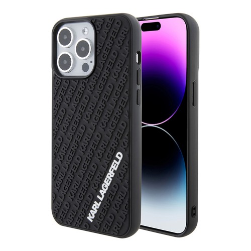 Lagerfeld для iPhone 15 Pro Max чехол 3D Rubber Multi Logo Hard Black