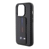 BMW для iPhone 15 Pro Max чехол GripStand M-Collection PU Carbon eff Tricolor Hard Black