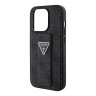 Guess для iPhone 15 Pro чехол GripStand PU 4G with Triangle Diamond metal logo Hard Black