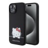 Hello Kitty для iPhone 15 Plus чехол Liquid silicone Dreaming Kitty Hard Black