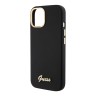 Guess для iPhone 15 Plus чехол Liquid silicone Gold metal logo & Camera frame Hard Black