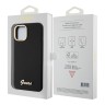 Guess для iPhone 15 Plus чехол Liquid silicone Gold metal logo & Camera frame Hard Black