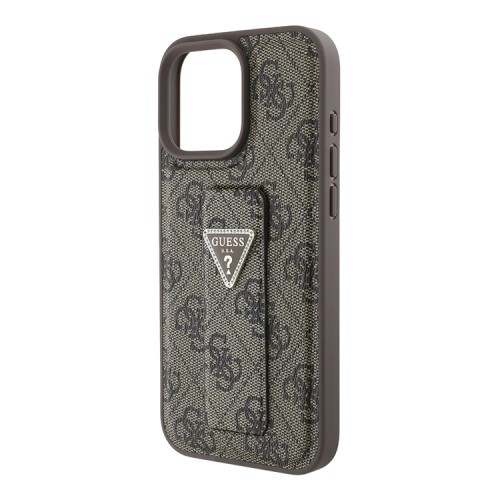 Guess для iPhone 16 Pro Max чехол GripStand PU 4G with Triangle Diamond Brown