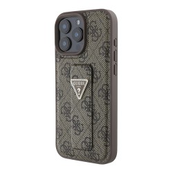 Guess для iPhone 16 Pro Max чехол GripStand PU 4G with Triangle Diamond Brown