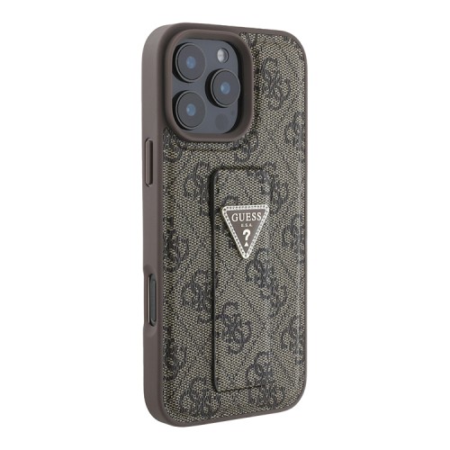 Guess для iPhone 16 Pro Max чехол GripStand PU 4G with Triangle Diamond Brown