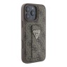 Guess для iPhone 16 Pro Max чехол GripStand PU 4G with Triangle Diamond Brown