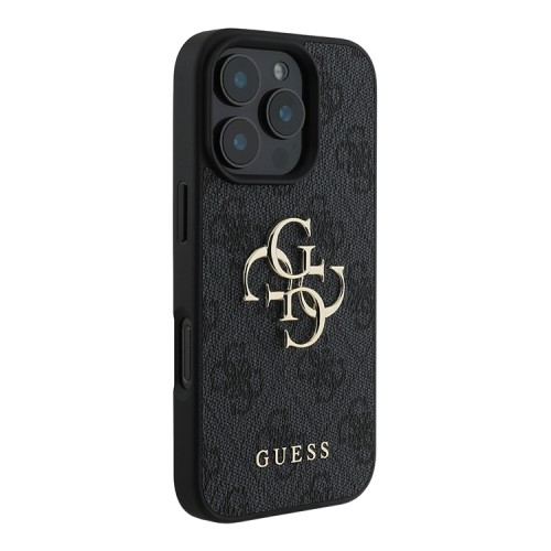 Guess для iPhone 16 Pro чехол PU кожа 4G Big metal logo Black