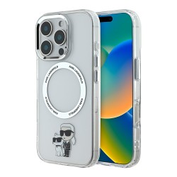Karl Lagerfeld для iPhone 16 Pro Max чехол PC/TPU NFT Karl&Choupette Ring прозрачный (MagSafe)