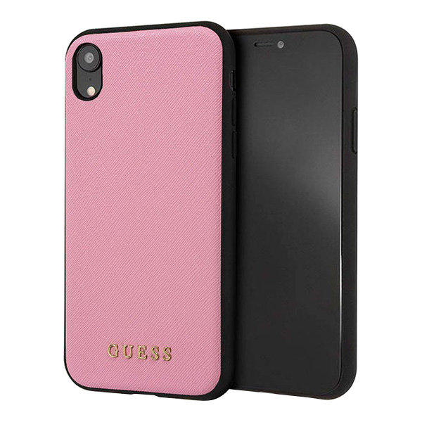 Чехол Guess Silicone Saffiano Hard для iPhone XR, розовый