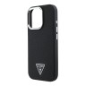 Guess для iPhone 16 Pro чехол PU Grained leather Triangle metal logo Hard Black (MagSafe)