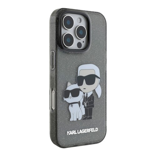 Karl Lagerfeld для iPhone 16 Pro Max чехол PC/TPU NFT Karl & Choupette Hard Glitter Black