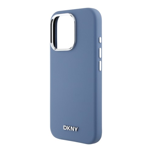 DKNY для iPhone 16 Pro Max чехол Liquid Silicone Metal logo and Camera frame Hard Blue (MagSafe)