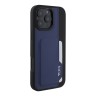 TUMI для iPhone 16 Pro Max чехол Genuine Leather with Vertical cardslot Hard Blue