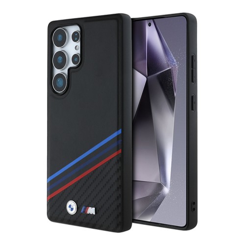 BMW для Galaxy S25 Ultra чехол M-Collection PU Texturized/Carbon Metal logo Hard Black (MagSafe)