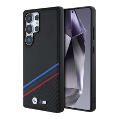 BMW для Galaxy S25 Ultra чехол M-Collection PU Texturized/Carbon Metal logo Hard Black (MagSafe)