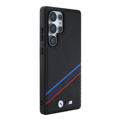 BMW для Galaxy S25 Ultra чехол M-Collection PU Texturized/Carbon Metal logo Hard Black (MagSafe)