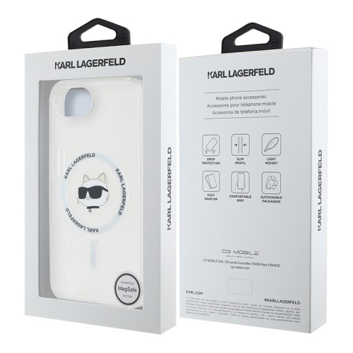 Karl Lagerfeld для iPhone 16e чехол PC/TPU NFT Choupette Head Hard White (MagSafe)