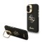 Guess для iPhone 16 чехол PU Grained leather 4G Big metal logo and Camera Stand Hard Black