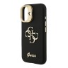 Guess для iPhone 16 чехол PU Grained leather 4G Big metal logo and Camera Stand Hard Black