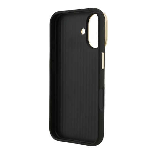Guess для iPhone 16 чехол PU Grained leather 4G Big metal logo and Camera Stand Hard Black