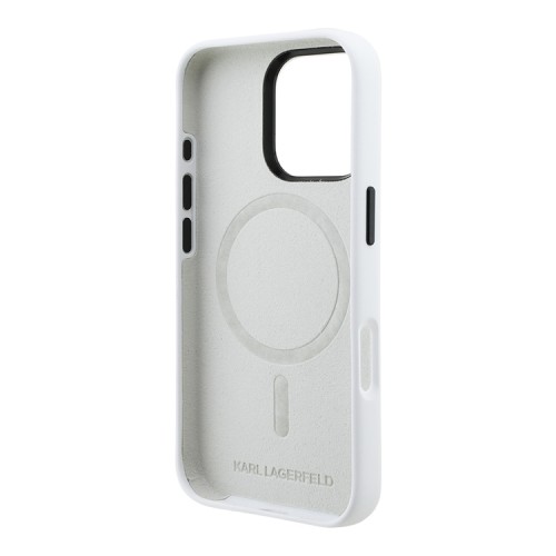 Karl Lagerfeld для iPhone 16 Pro Max чехол Liquid Silicone Sketch Karl Ikonik White (MagSafe)