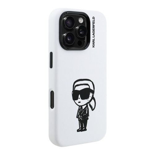 Karl Lagerfeld для iPhone 16 Pro Max чехол Liquid Silicone Sketch Karl Ikonik White (MagSafe)