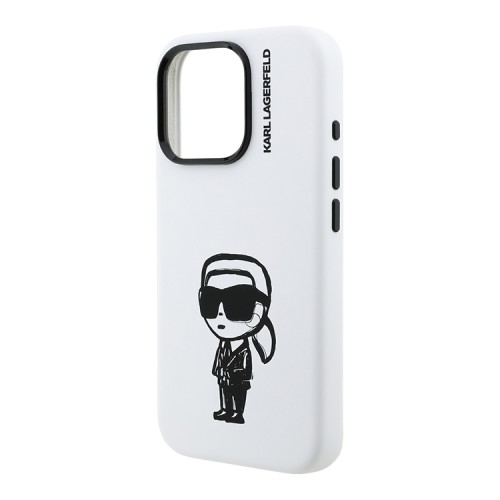 Karl Lagerfeld для iPhone 16 Pro Max чехол Liquid Silicone Sketch Karl Ikonik White (MagSafe)